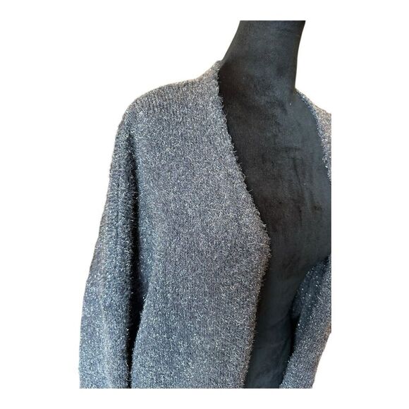 LANE BRYANT Long Sleeve Open Eye Lash Grey/Silver Sweater Cardigan Size 22/24 - Picture 2 of 9